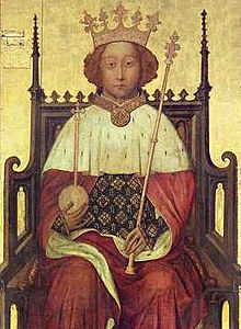 Richard II, King of England (1377-1399), Portrait at Westminster Abbey mid-1390s of Shakespeare's History Play Richard II