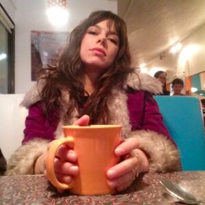 playwright with coffee